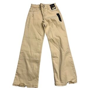 Art Class Baggy Jeans Womens 12 Quiet Cream Distressed Raw Hem High Rise New‎
